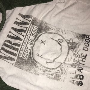 Green sleeved nirvana shirt